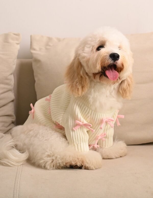Pink Bow-3D Motif Pet Sweater