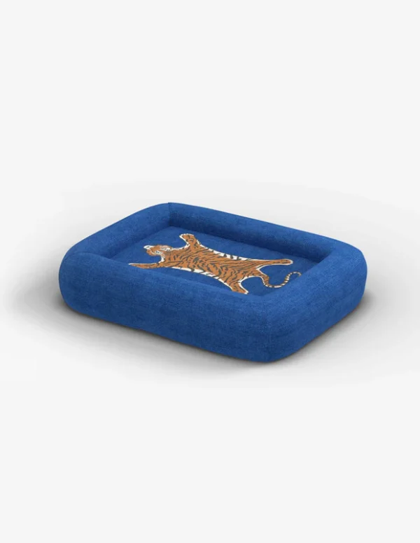 Tiger Blue Woven Bolster Pet Bed